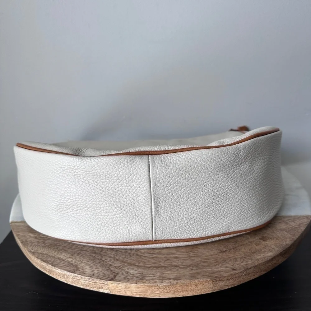 New! VALENTINA White Italian Genuine Leather Large Hobo Purse